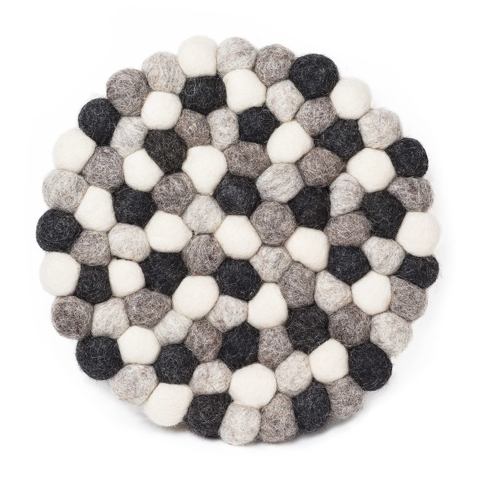 Felt Ball Trivet, 8", Grey