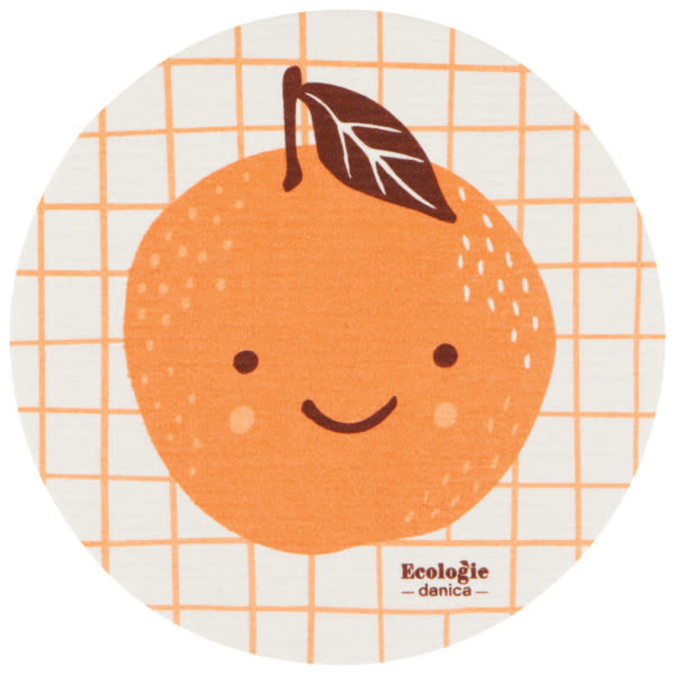 Ecologie Swedish Dishcloth, Round Fruit Face Orange