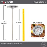 Taylor Taylor Extra Large 1 3/4" Dial Instant Read Thermometer with Anti-Microbial