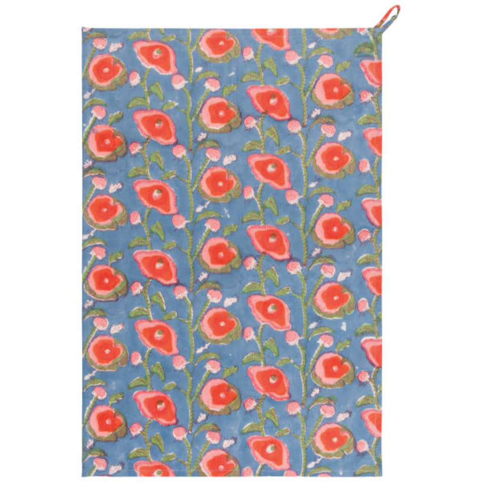 Danica Poppy Block Print Tea Towel