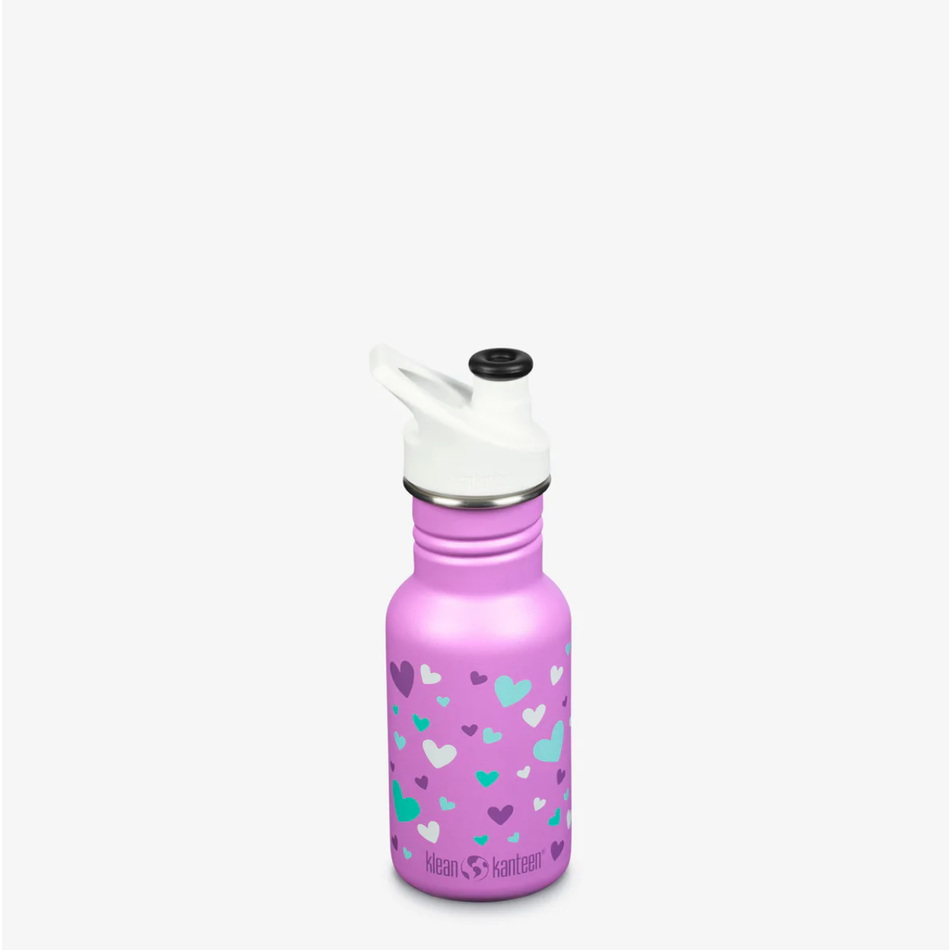 Klean Kanteen Klean Kanteen Kid Classic with Sport Cap, 12 oz, Orchid Hearts