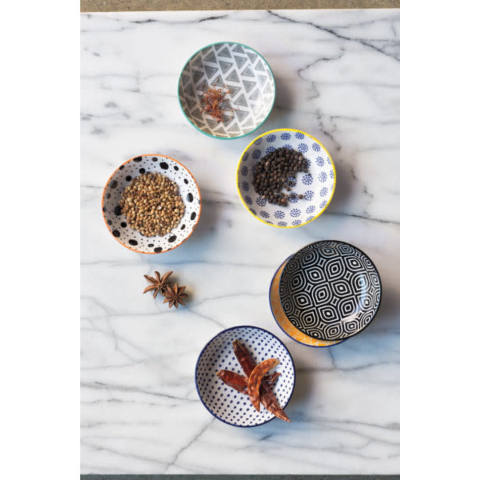 Now Designs Bits & Dots Multi Stamped Pinch Bowls Set of 6