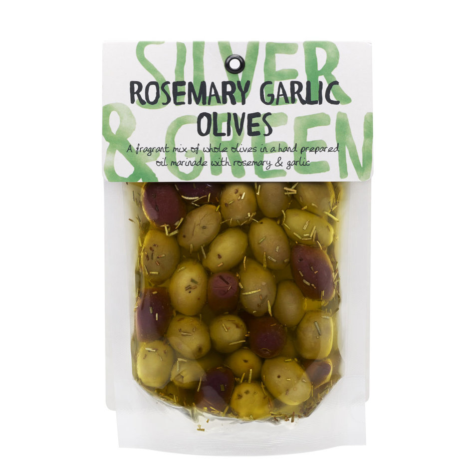 Silver & Green Silver & Green Rosemary Garlic Mixed Olives, 220g