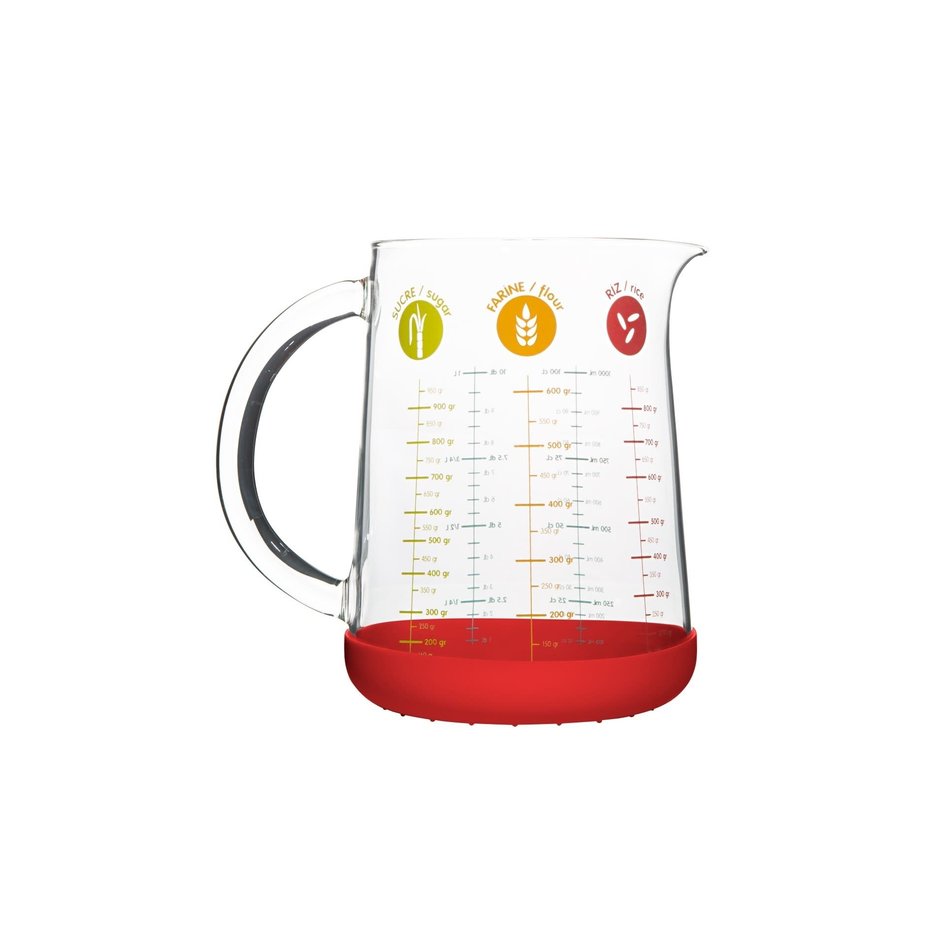 Pebbly Measuring Jug 1000ml/34oz, Red