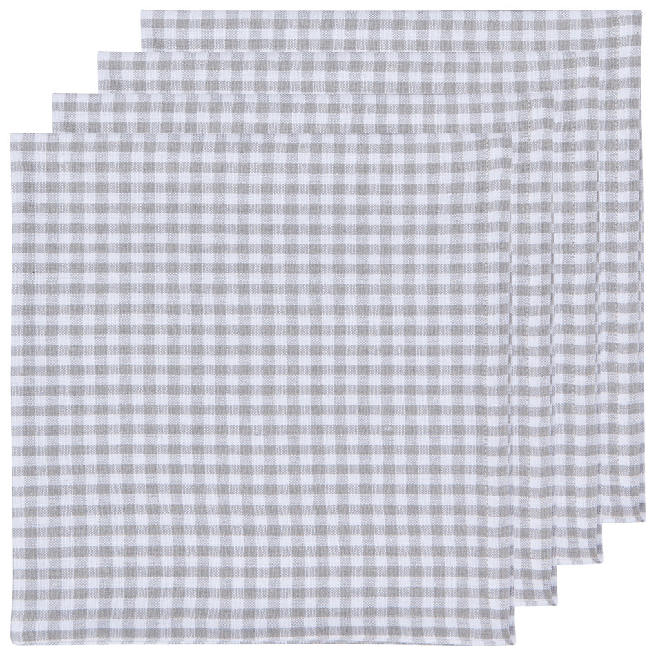 Danica Second Spin Grey Gingham Napkin, set of 4