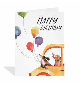 Card, Dog Balloon Car Birthday