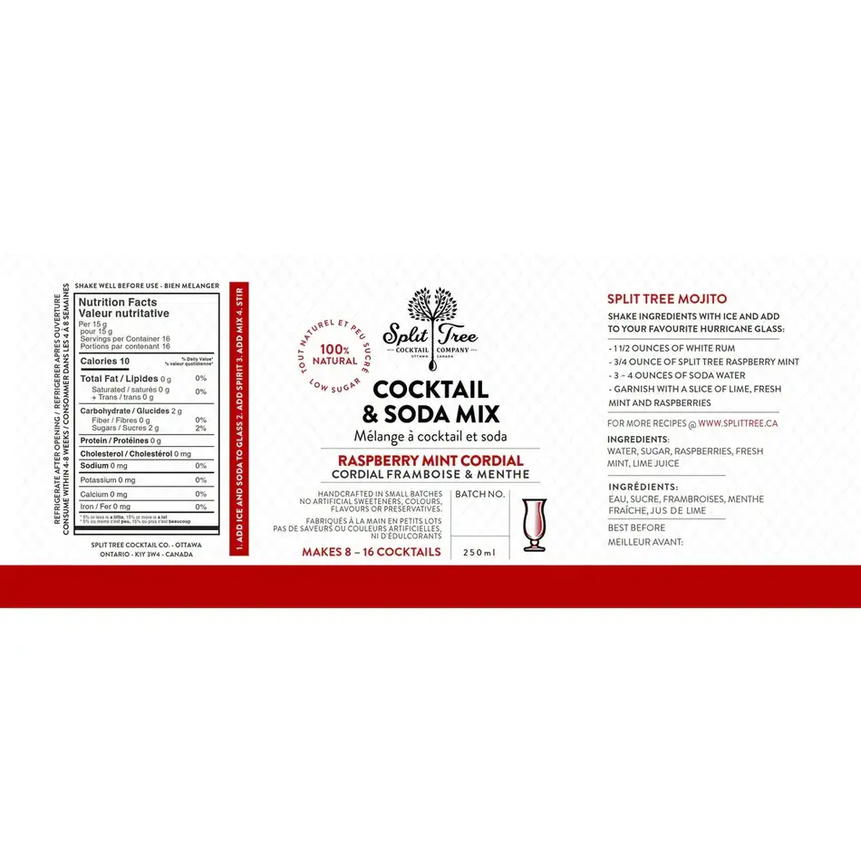 Split Tree Cocktail Co. Split Tree Cocktail Co. Raspberry Mint Cordial, 250ml