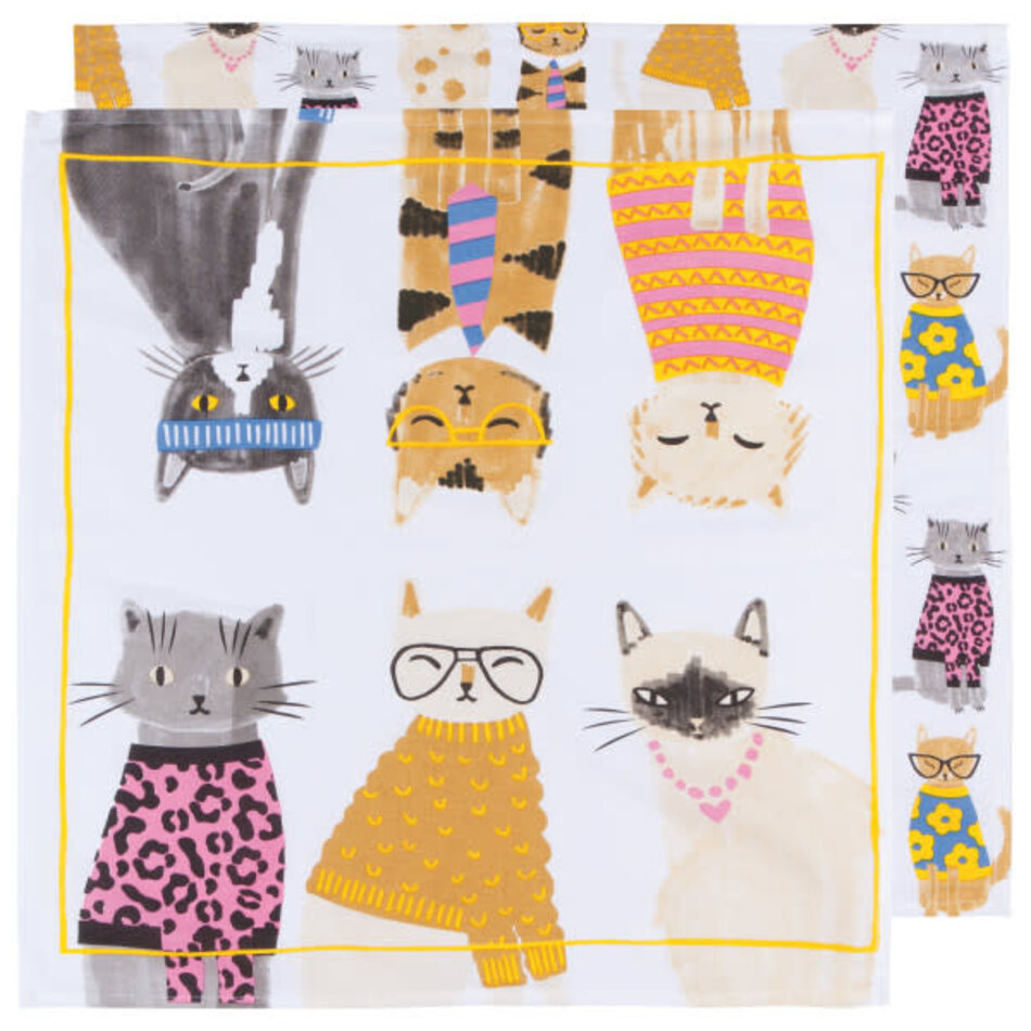 Danica Floursack Tea Towel, Feline Fine, set of 2