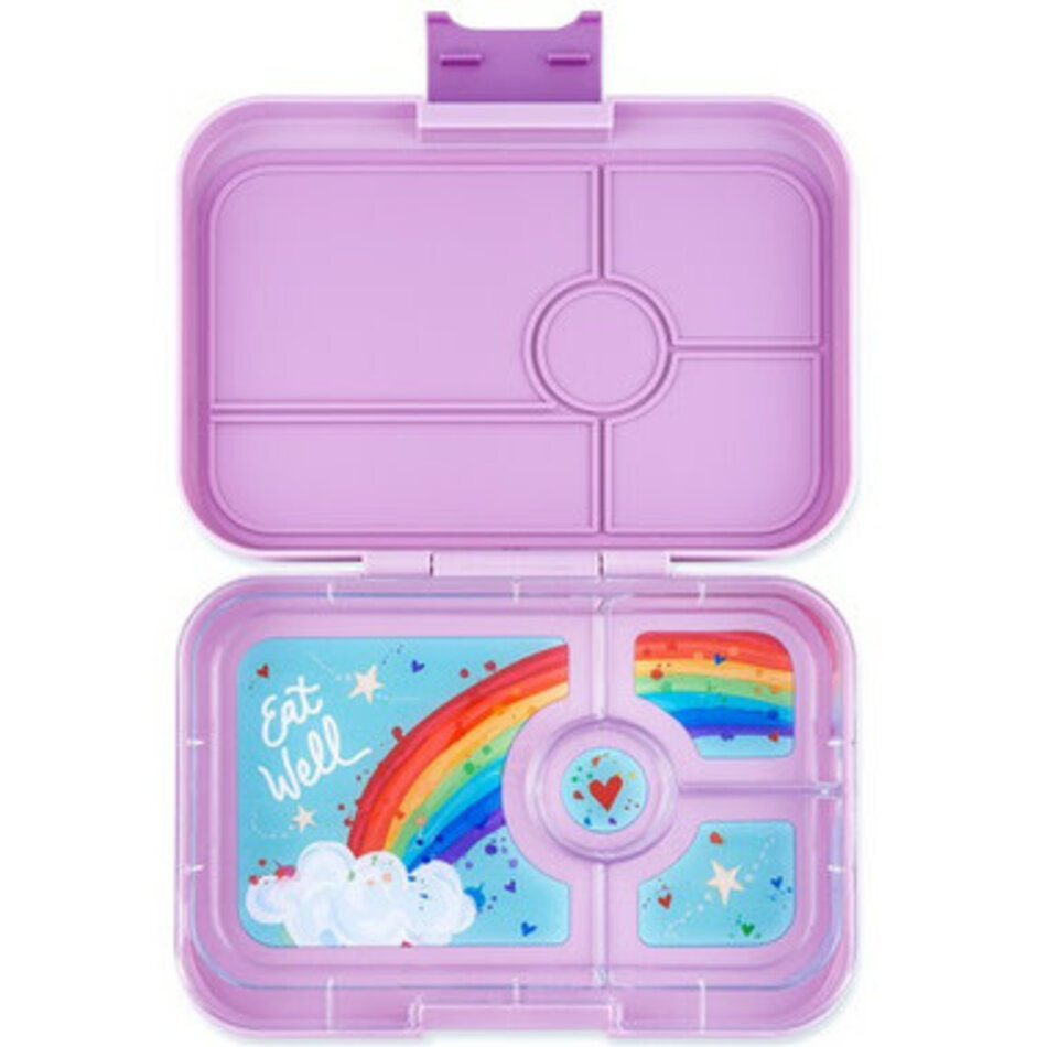 Yumbox Tapas 4 Compartment Seville Purple with Rainbow Tray