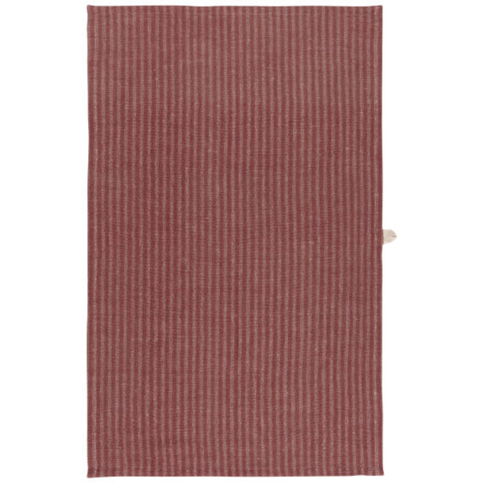 Danica Linen and Cotton Dishtowel, Wine Stripe