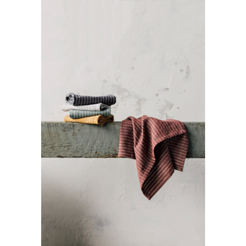 Danica Linen and Cotton Dishtowel, Wine Stripe