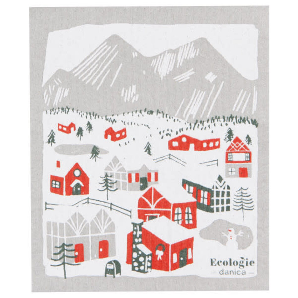 Danica Swedish Dishcloth, Snowy Village