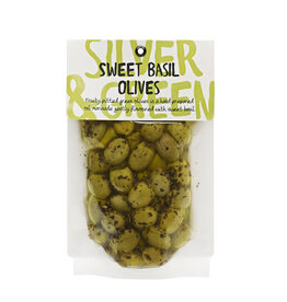 Silver & Green Silver & Green Sweet Basil Green Olives, 220g