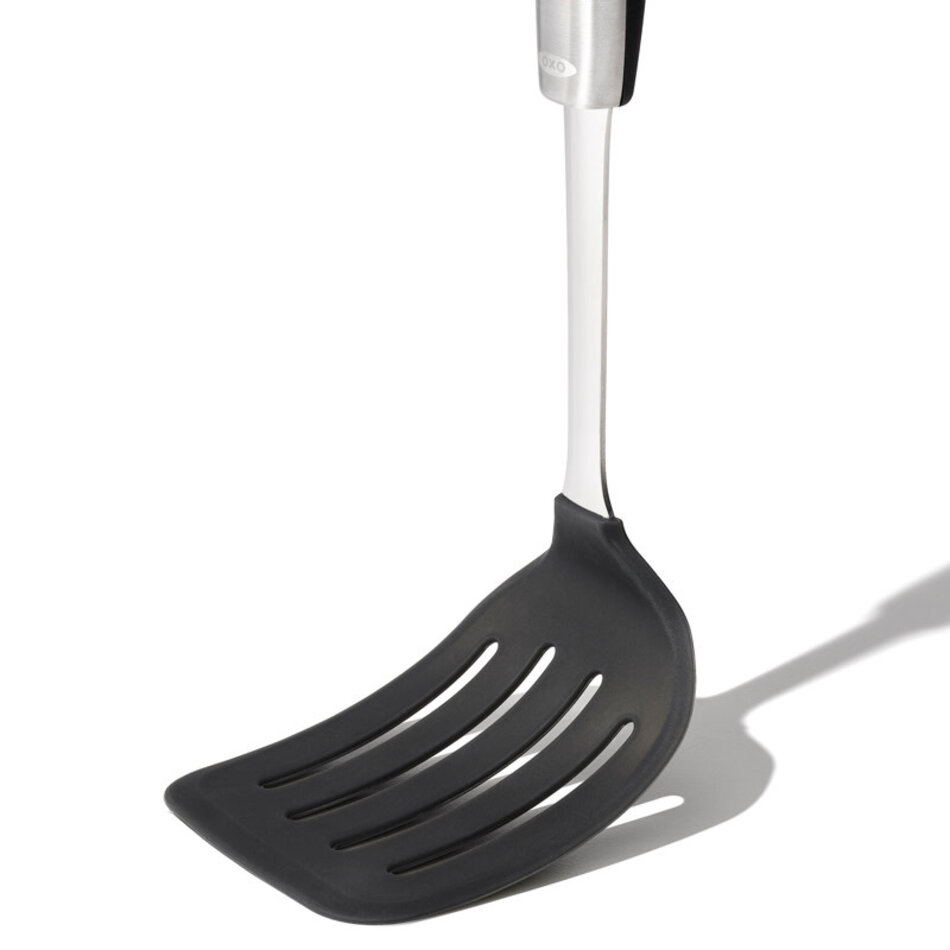 OXO 1071536 Good Grips 11 1/4 High Heat Black Silicone Flexible Solid  Spatula / Turner