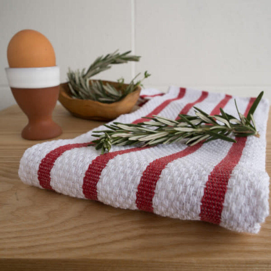 Danica Basketweave Red Kitchen Towel