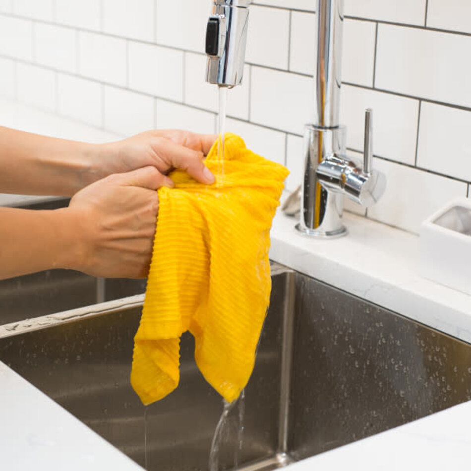 Danica Ripple Lemon Yellow Dishcloths Set of 2