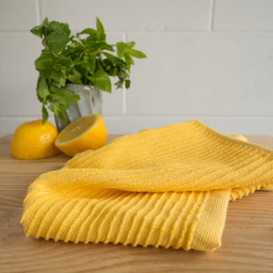 Danica Ripple Lemon Yellow Dishcloths Set of 2
