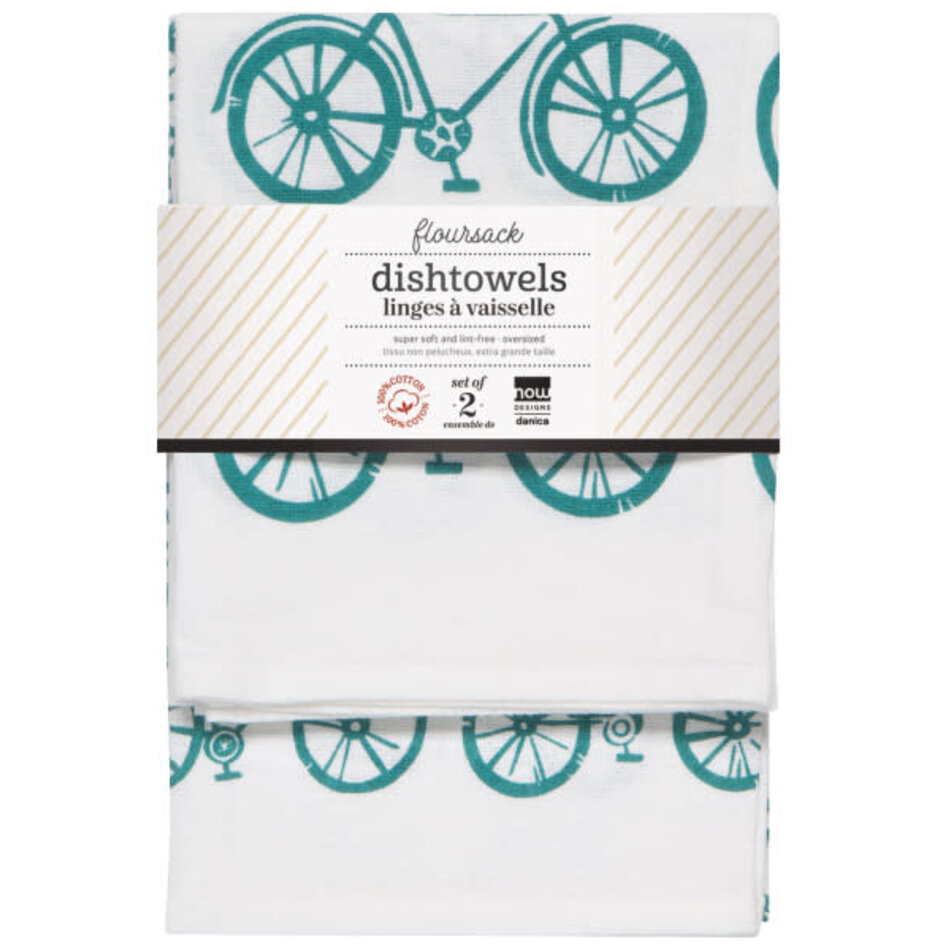 Danica Peacock Bicycle Printed Floursack Dish Towels, Set of 2