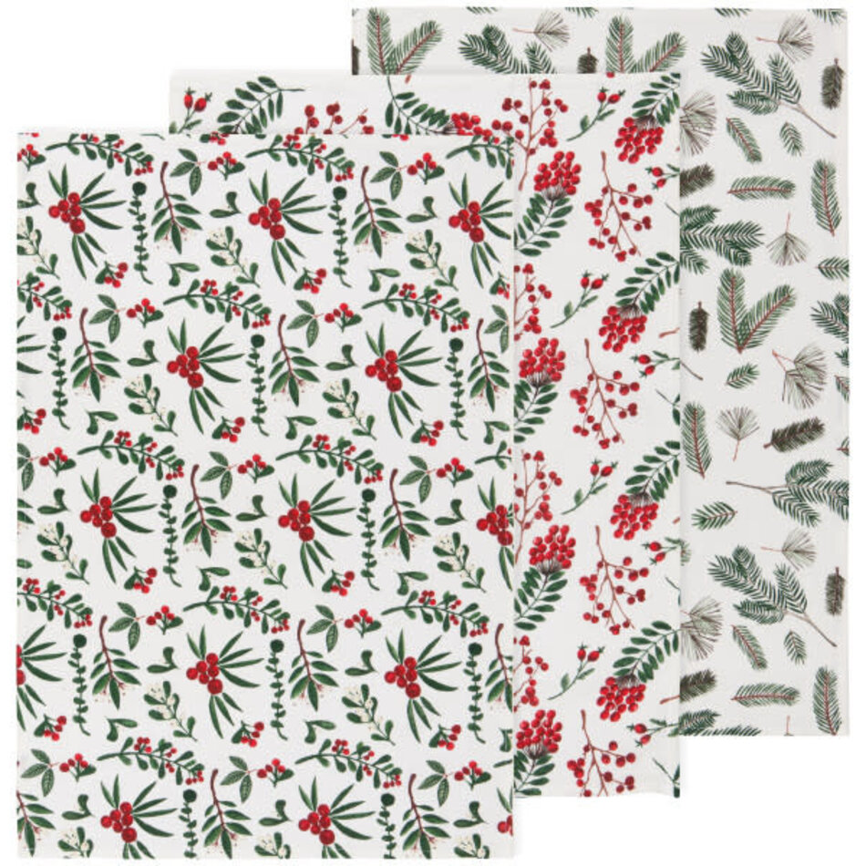 Danica Winterberry Bakers Floursack Dishtowels Set of 3