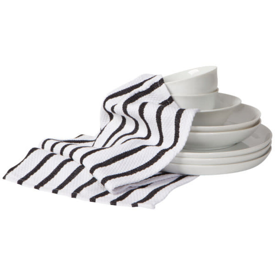 Danica Basketweave Black Dishtowel