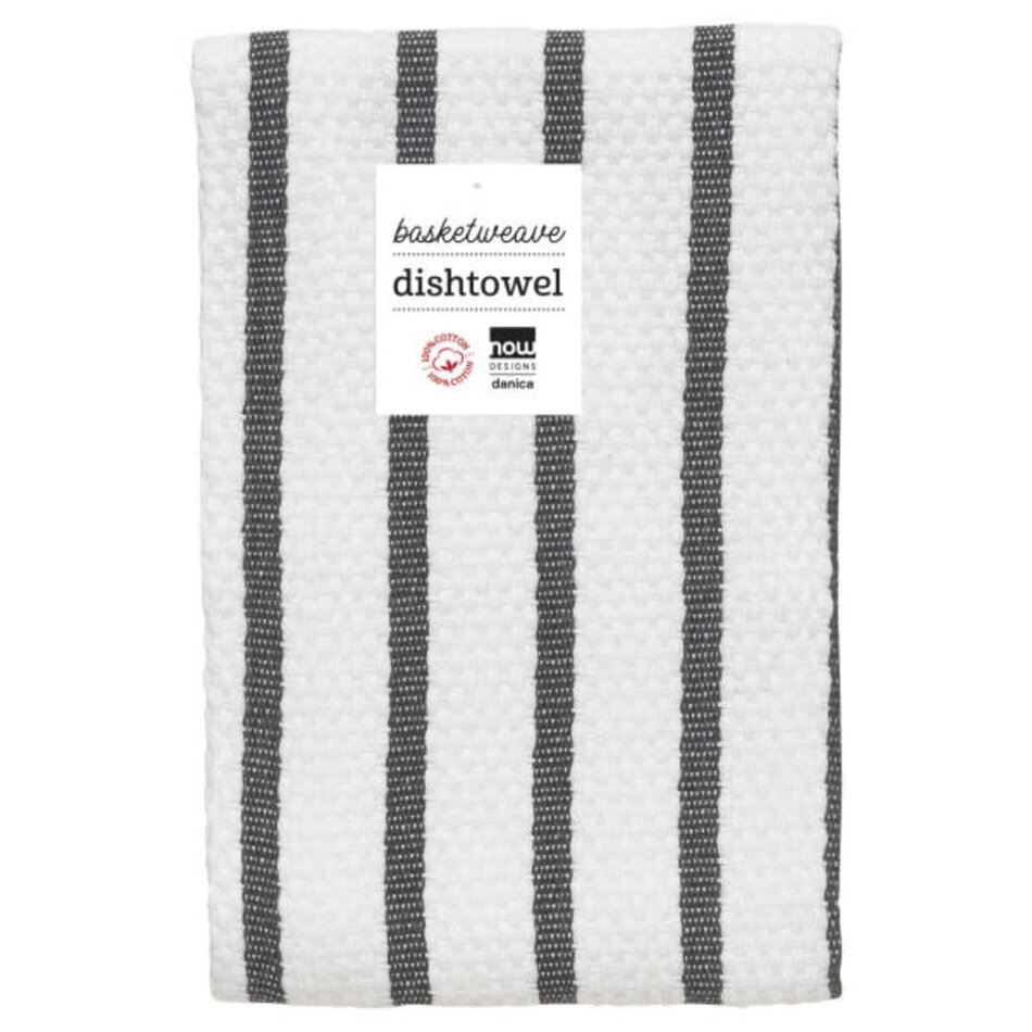 Danica Basketweave Black Dishtowel
