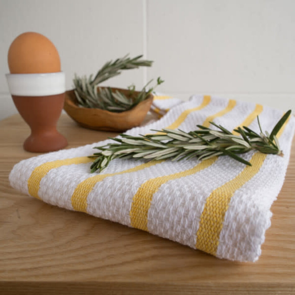 Danica Basketweave Lemon Yellow Dishtowel