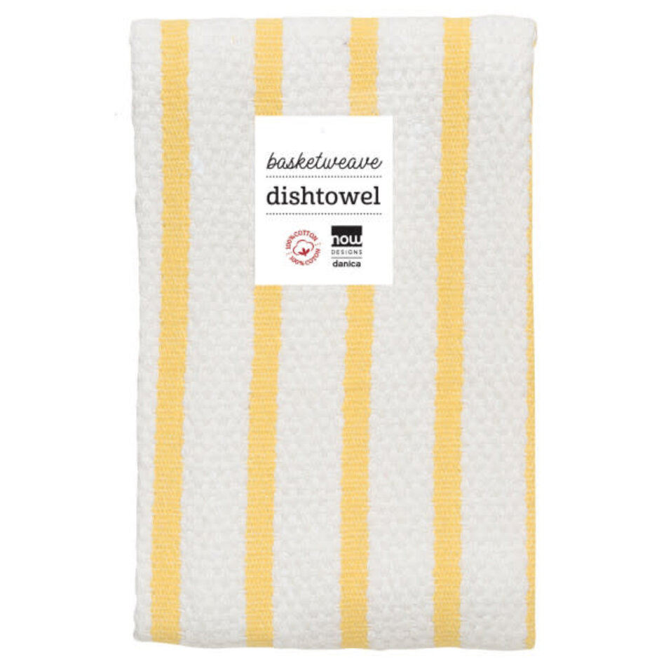 Danica Basketweave Lemon Yellow Dishtowel