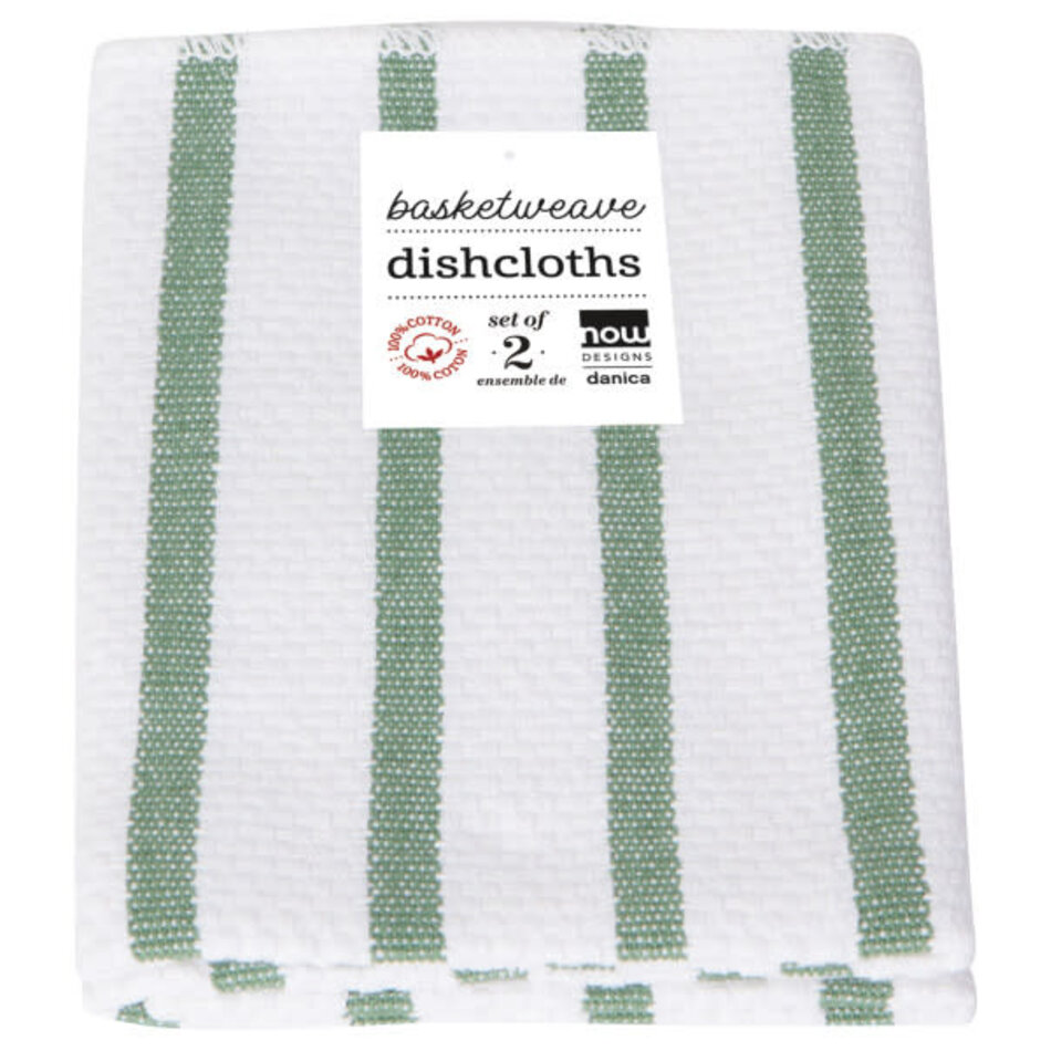 Danica Basketweave Elm Green Dishcloths Set of 2