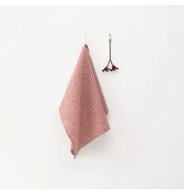 Linen Tales, Red Natural Stripe Linen Kitchen Towel