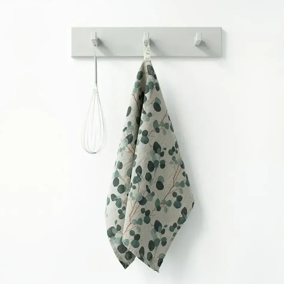 Linen Tales, Eucalyptus on Natural Kitchen Towel