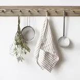 Linen Tales Linen Tales, Natural White Stripes Linen Kitchen Towel