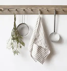 Linen Tales Linen Tales, Natural White Stripes Linen Kitchen Towel