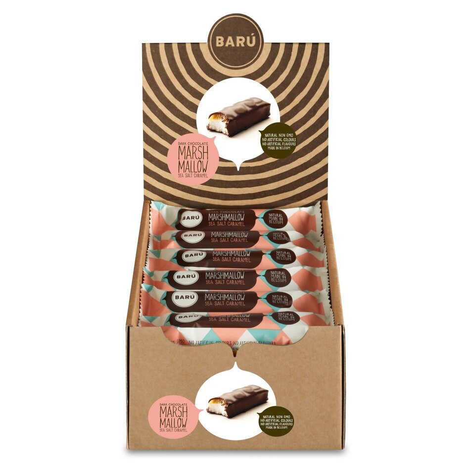 Baru Baru Dark Chocolate Marshmallow Bar with Sea Salt Caramel, 30g