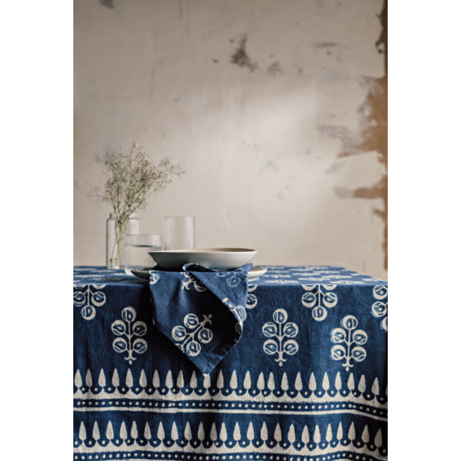 Danica Hawthorn Block Print Tablecloth 90 x 60 inches