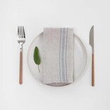 Linen Tales Linen Tales, Gray Blue Wide Stripe Rustic Linen Napkins, set of 2