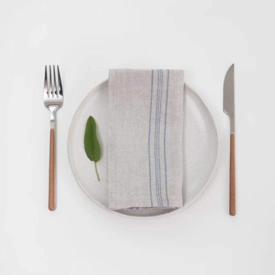 Linen Tales Linen Tales, Gray Blue Wide Stripe Rustic Linen Napkins, set of 2