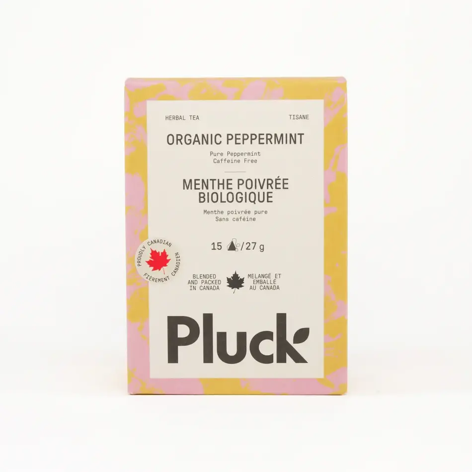 Pluck Tea, Organic Peppermint, 15 Tea Bag Box