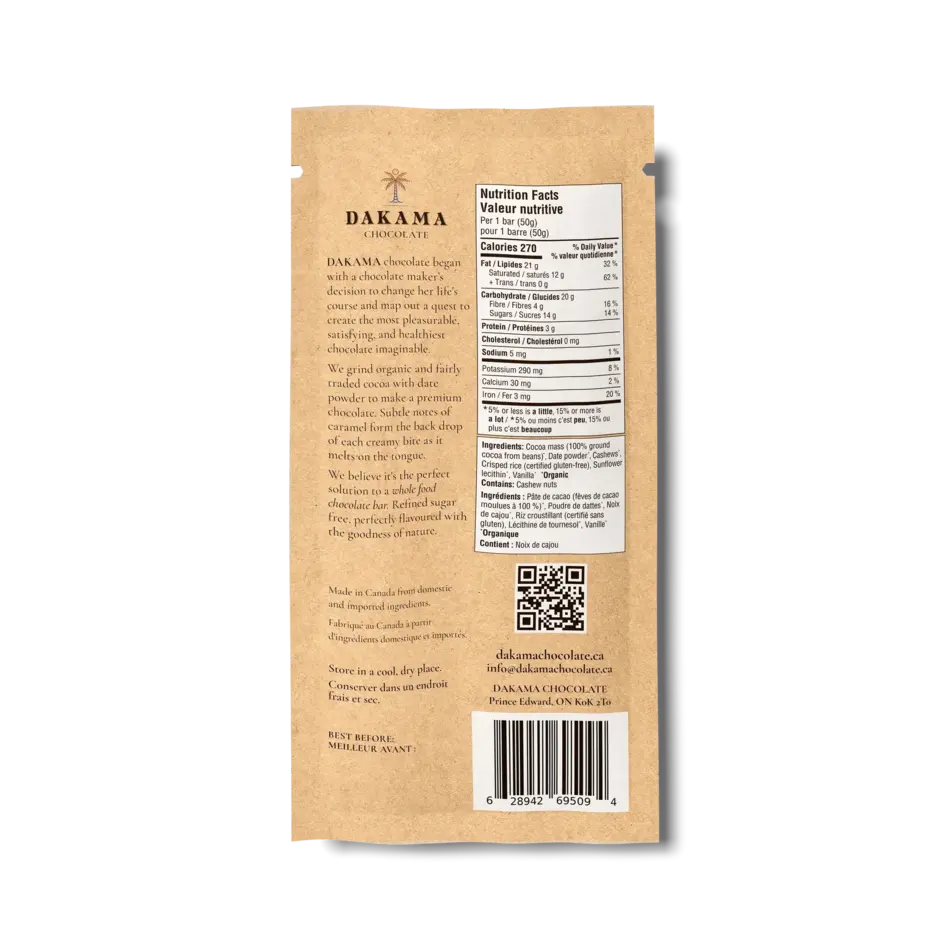 Dakama Dakama Chocolate, Cashew Mylk with Crunchy Crisped Rice