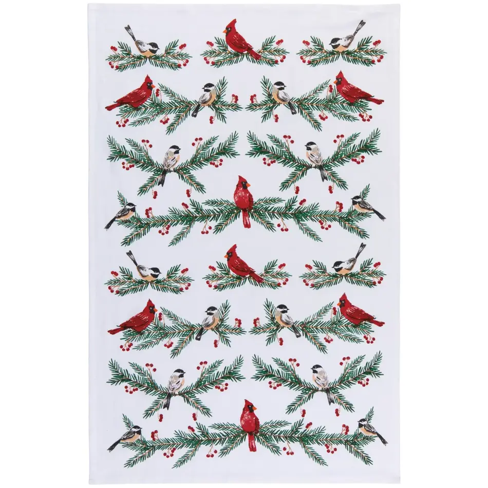 Danica Birds & Boughs Christmas Floursack Dishtowels Set