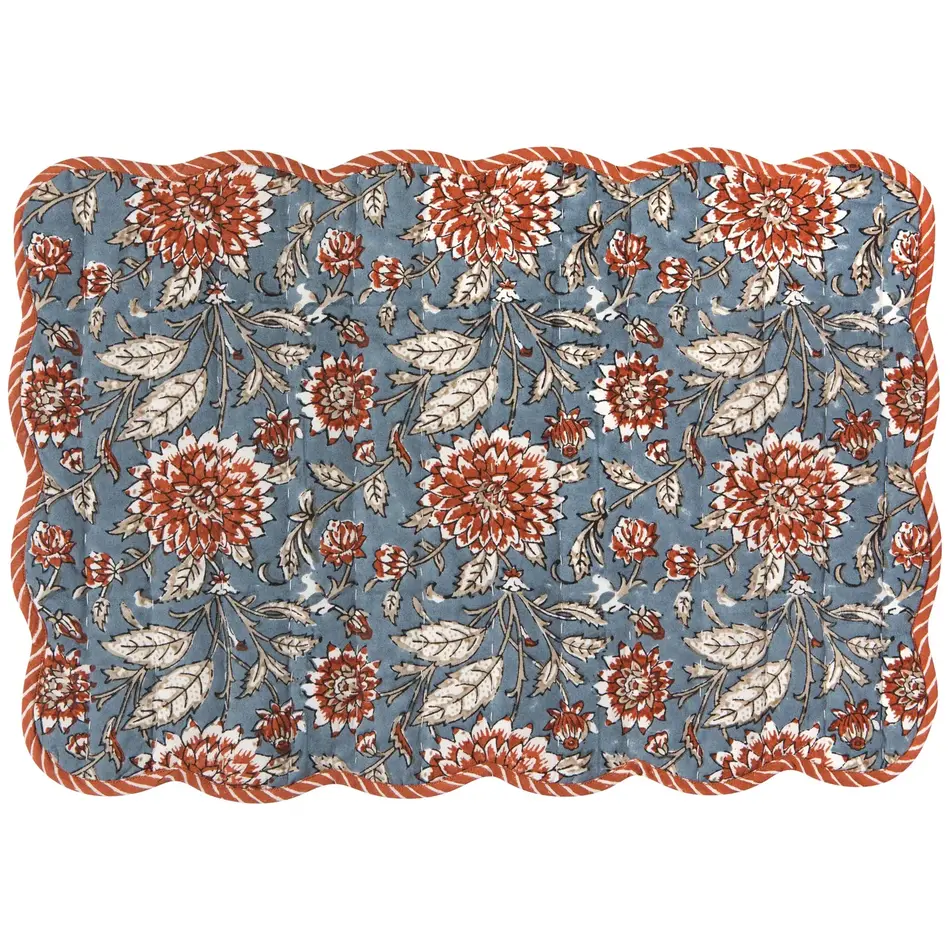 Danica Dahlia Block Print Kantha Placemat