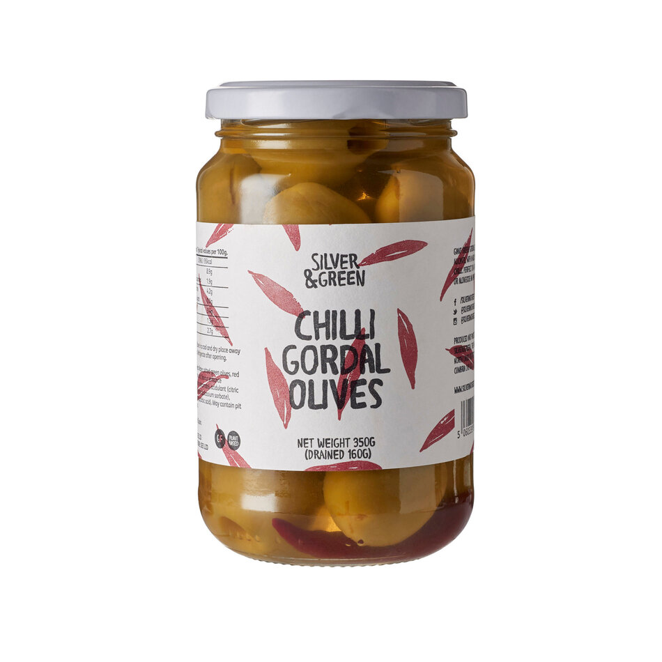 Silver & Green Pitted Chilli Gordal Olives, 350g