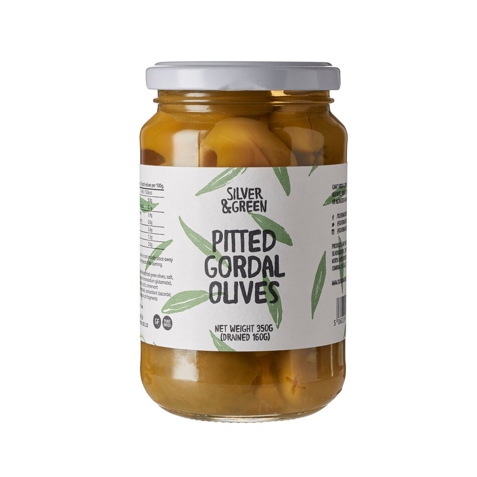 Silver & Green Pitted Gordal Olives, 350g