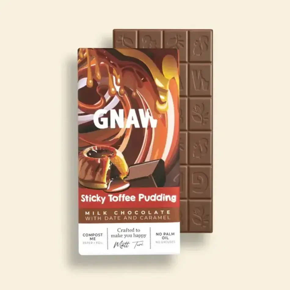 Gnaw Sticky Toffee Milk Chocolate Bar, 80g