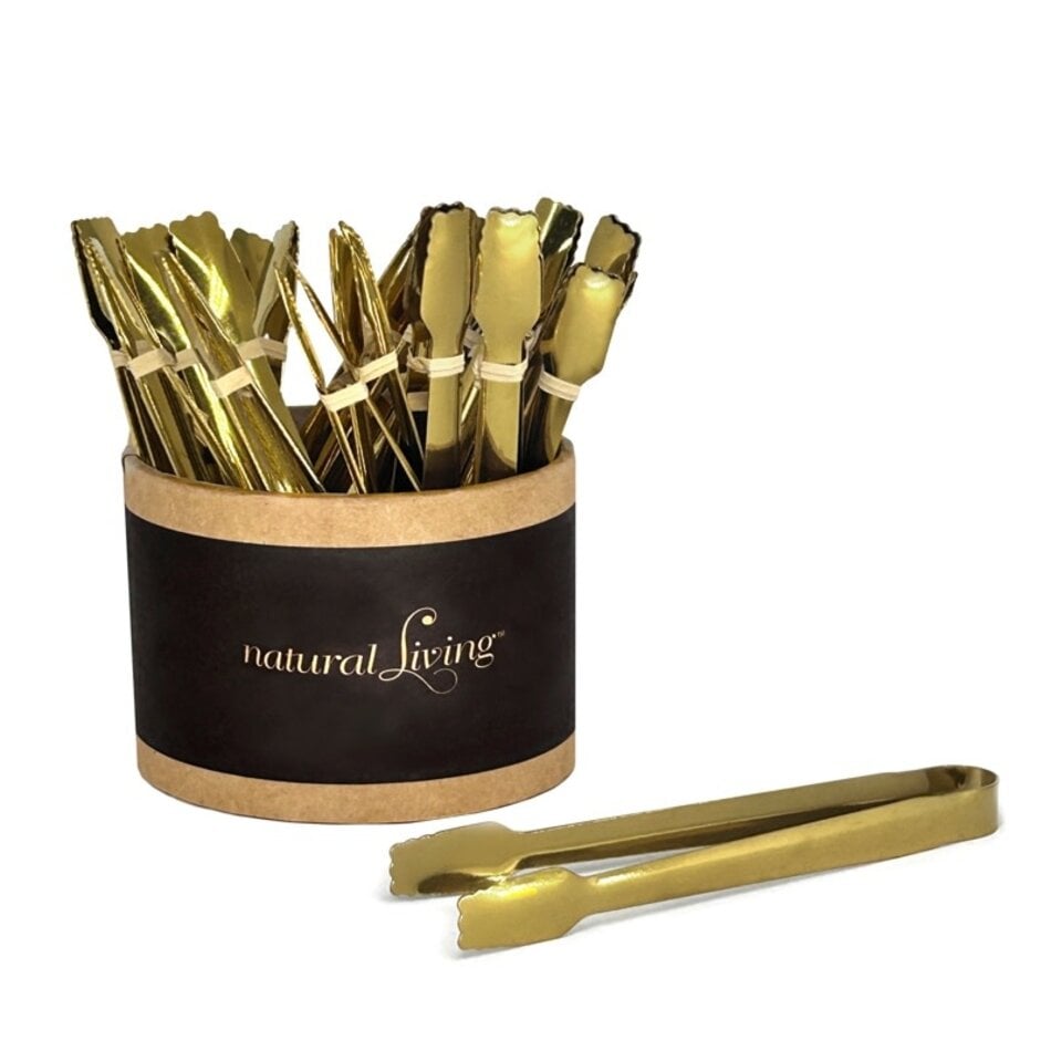 Danesco Natural Living  Small Serving Tongs, Gold