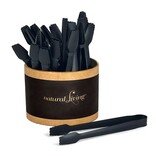 Danesco Natural Living  Small Serving Tongs, Black