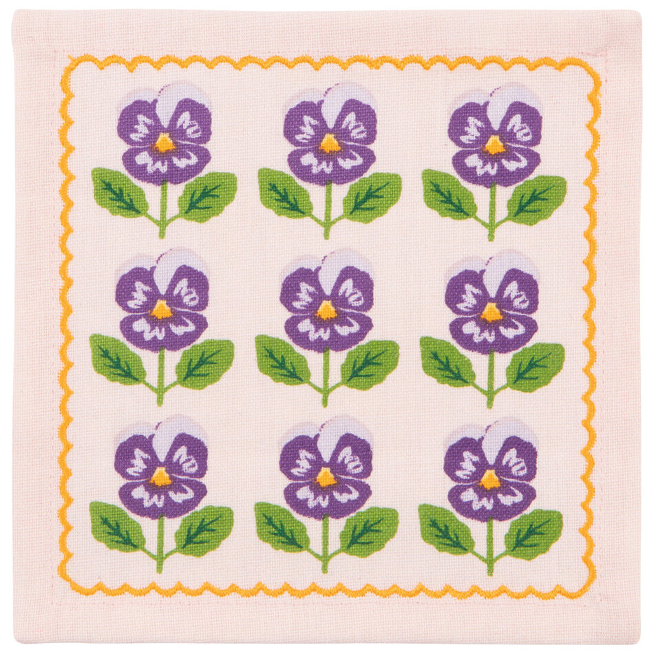 Danica Pansy Printed Cocktail Napkins Set of 4 Assorted