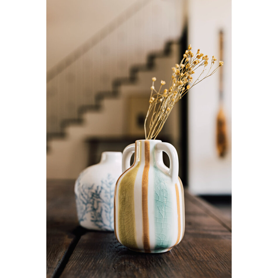 Danica Rustic Stripe Ceramic Bud Vase