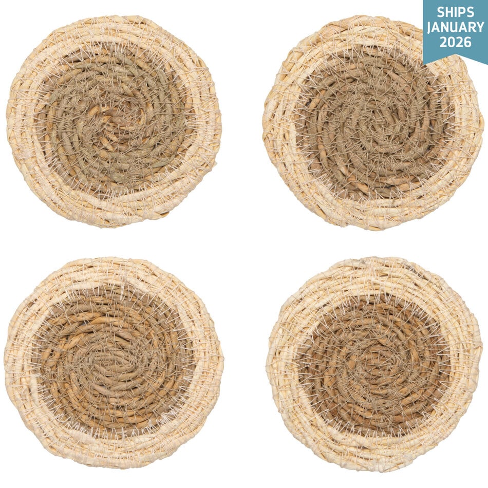 Danica White Border Seagrass Coasters Set of 4