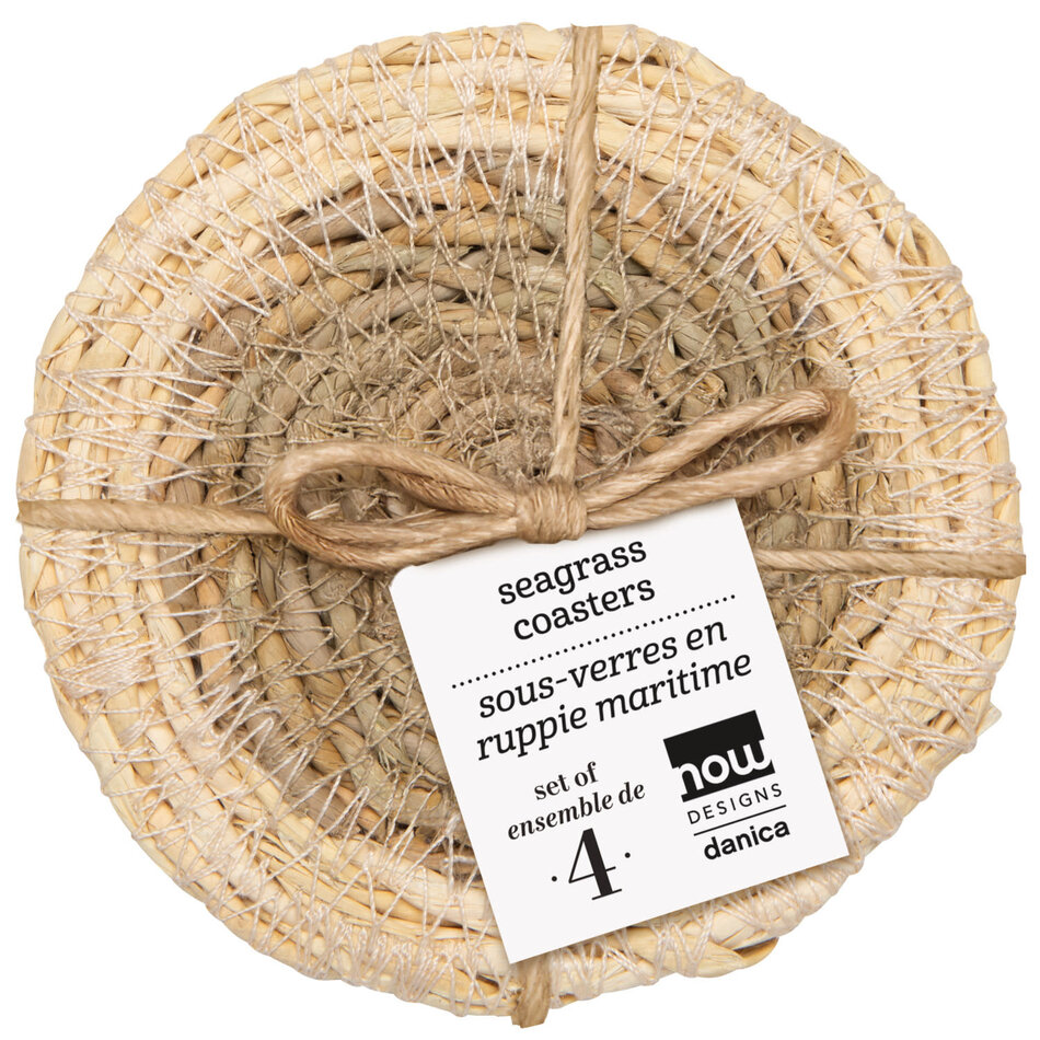 Danica White Border Seagrass Coasters Set of 4