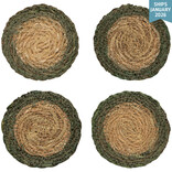 Danica Green Border Seagrass Coasters Set of 4